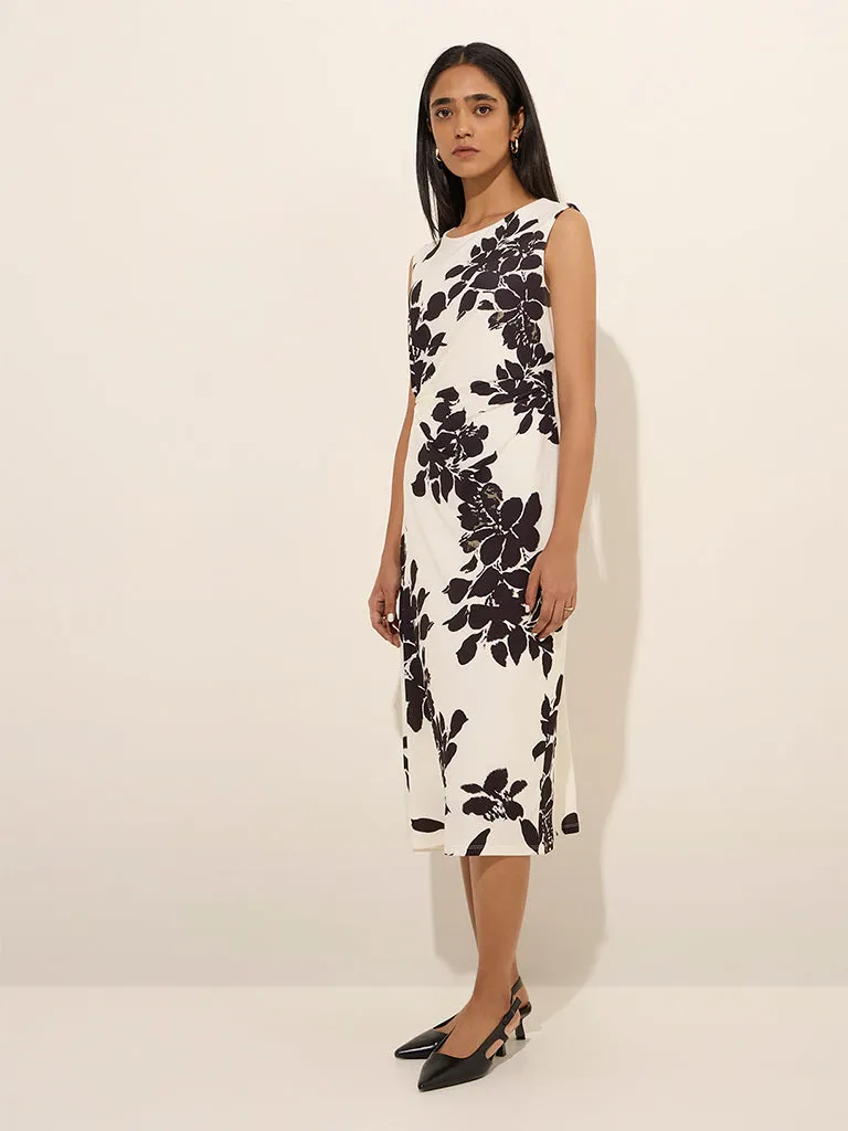 Wardrobe White Floral Printed A-Line Dress