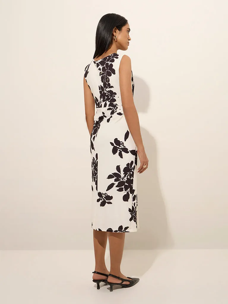 Wardrobe White Floral Printed A-Line Dress