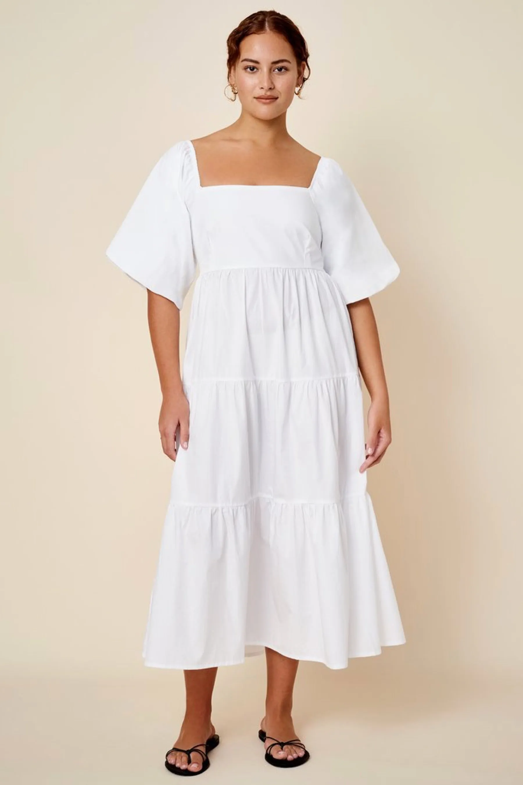 White Kiona Midi Dress
