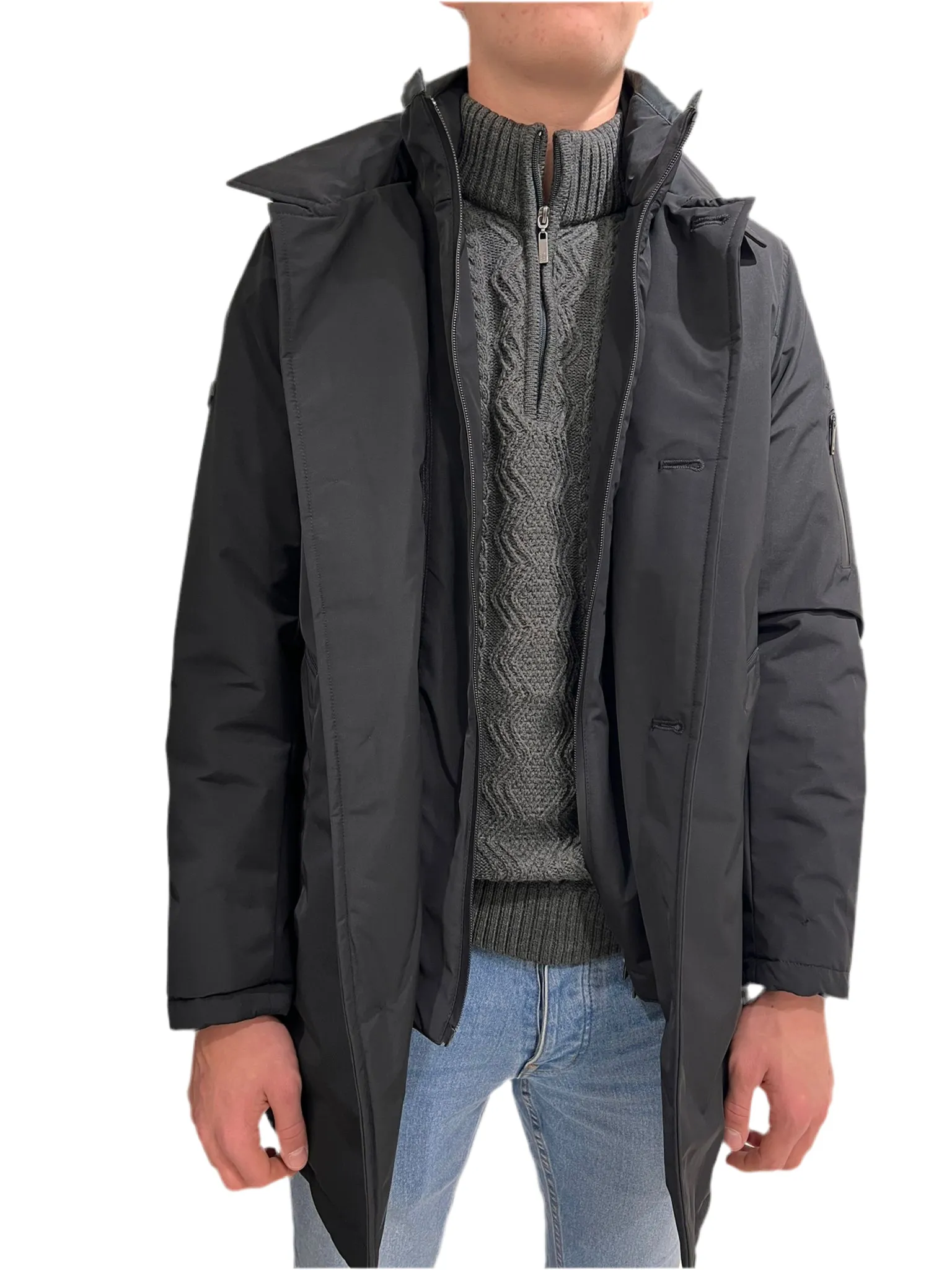 WHITE LABEL HAYES WATER REPELLANT OVERCOAT BLACK