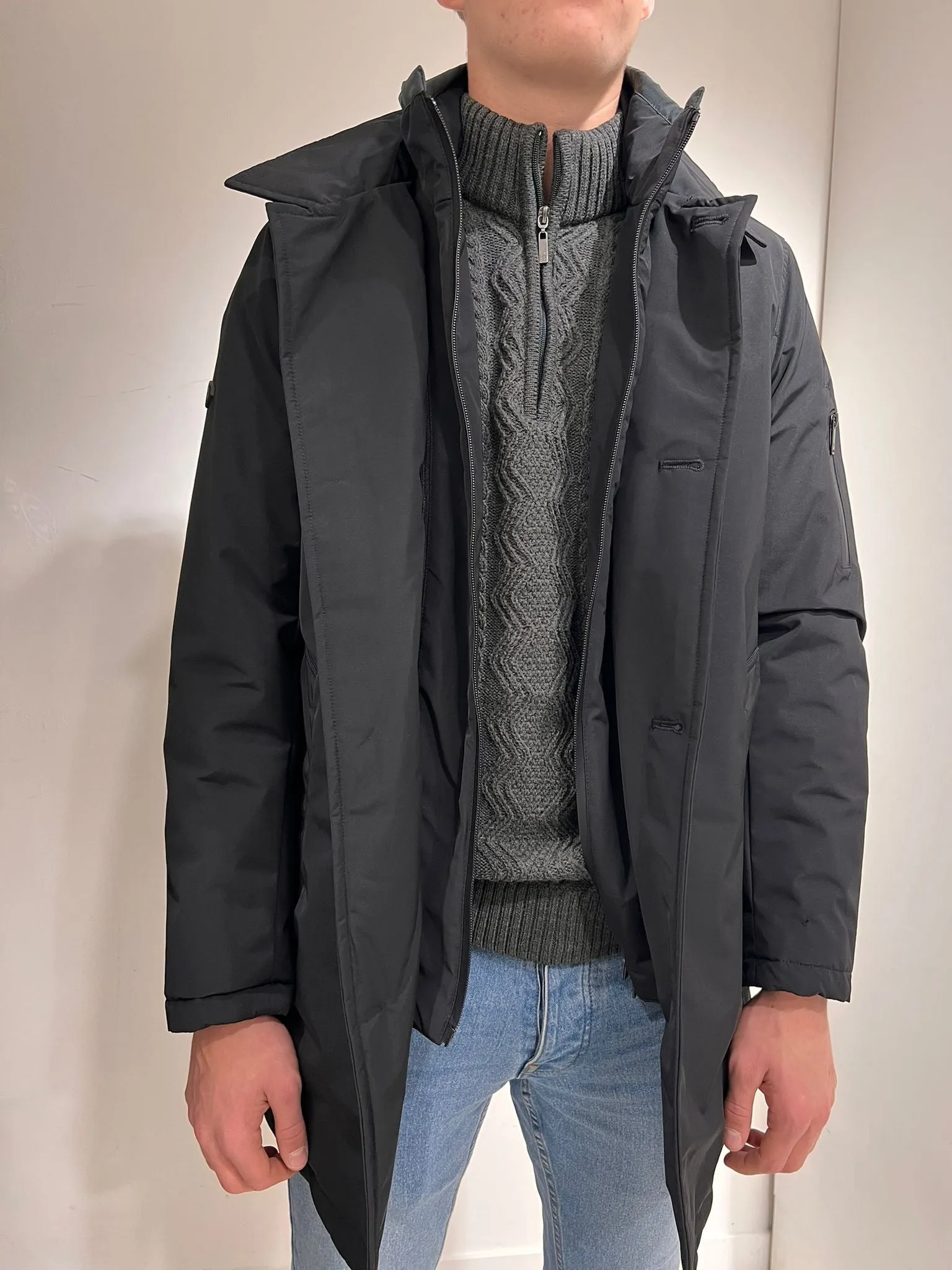 WHITE LABEL HAYES WATER REPELLANT OVERCOAT BLACK