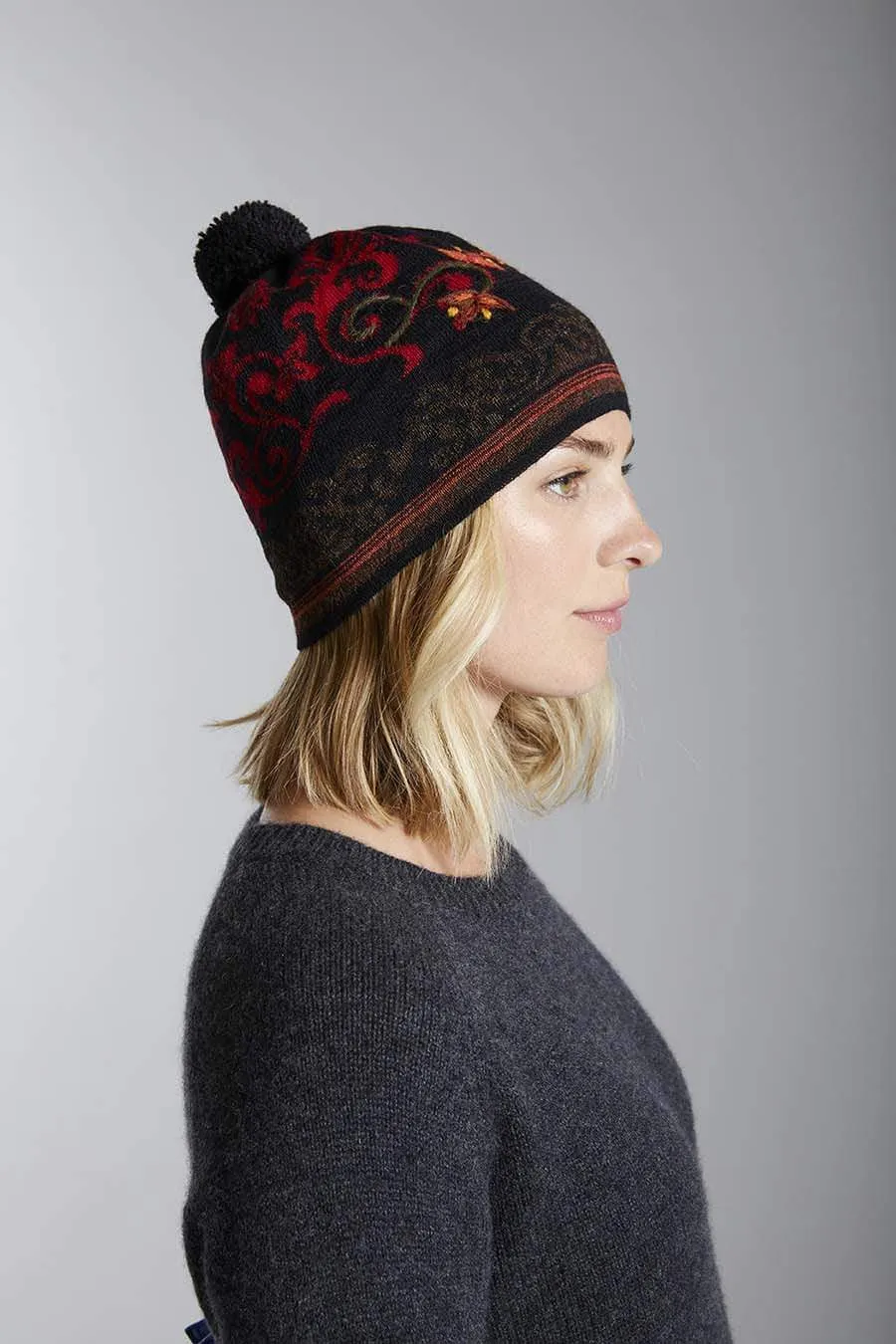 Wildflower Embroidered Baby Alpaca Hat for Women