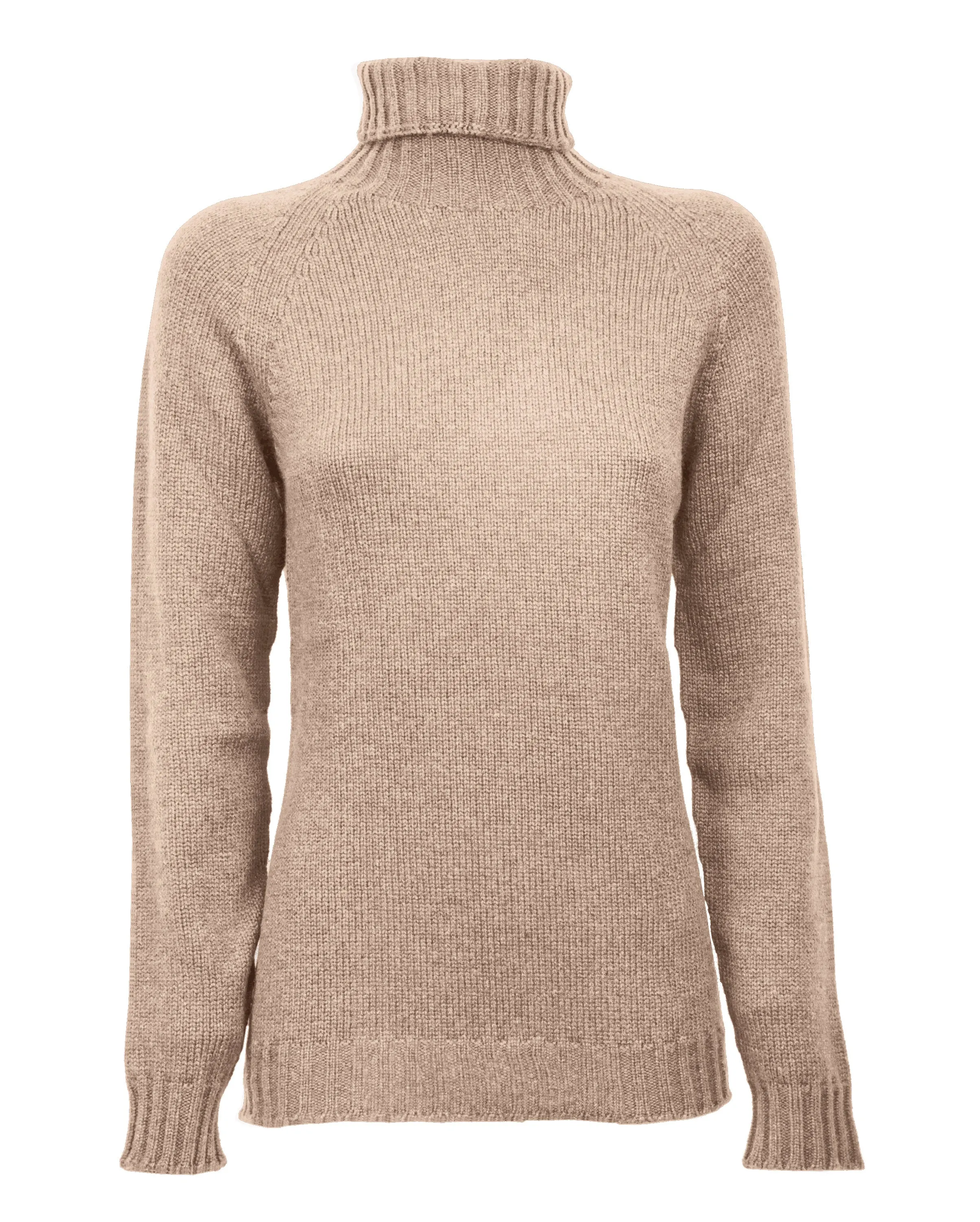 Women's Cashmere Raglan Sleeve Turtleneck Sweater Taupe