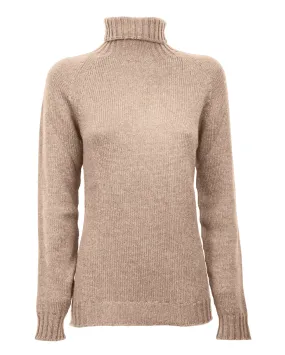 Women's Cashmere Raglan Sleeve Turtleneck Sweater Taupe