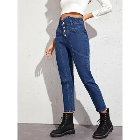 Women's Denim V-Cut High Rise Stretchable Cropped Jeans