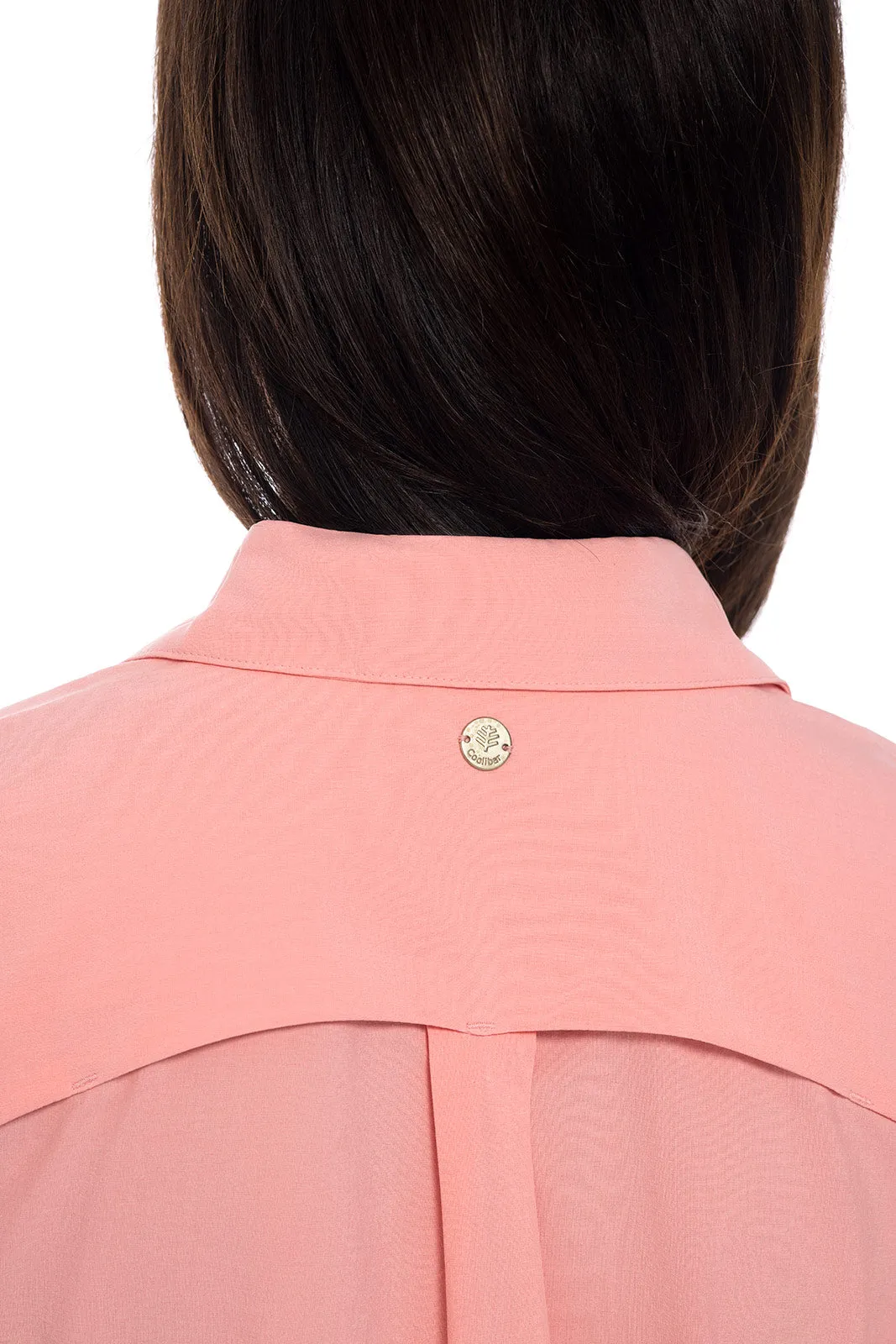 Women's Malta Travel Shirt Dress  |  Peachy Pink Shadow Stripe