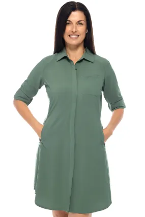 Women's Malta Travel Shirt Dress  |  Pine Green