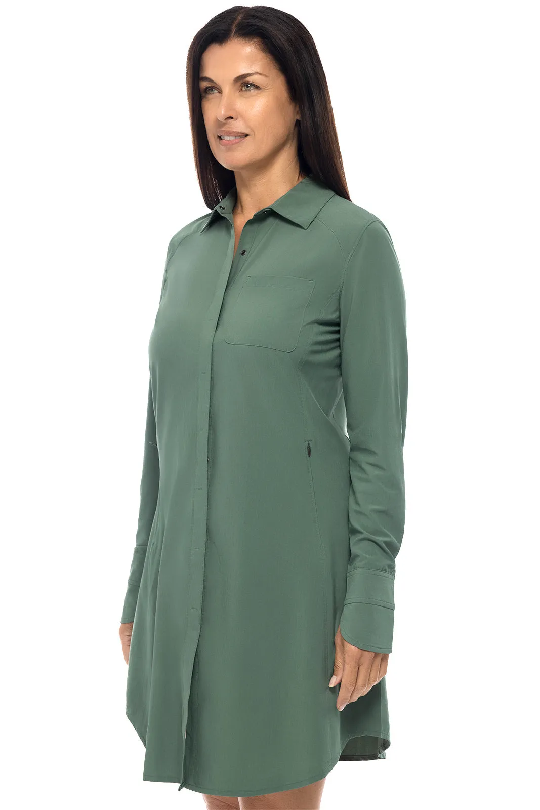 Women's Malta Travel Shirt Dress  |  Pine Green