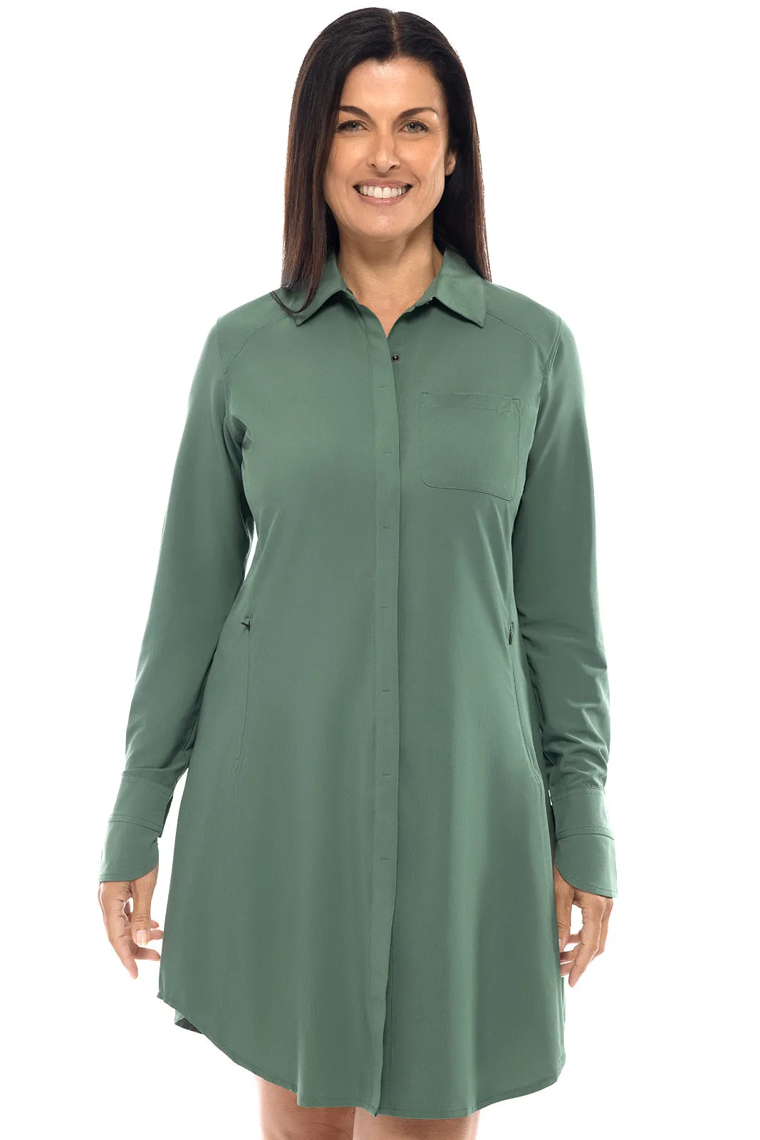 Women's Malta Travel Shirt Dress  |  Pine Green