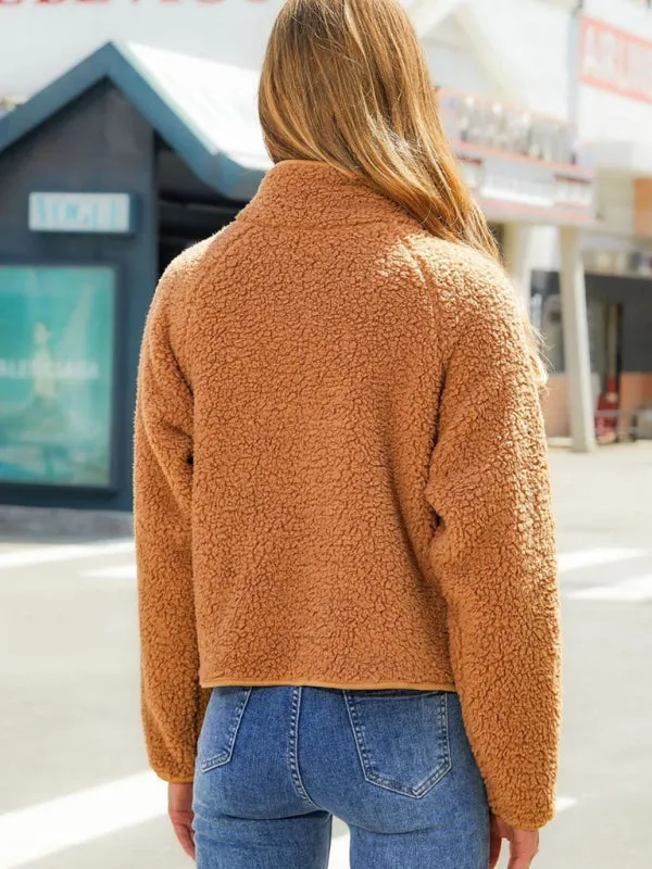 Women’s Solid Colour Long Sleeve Quilted Fleece Jacket