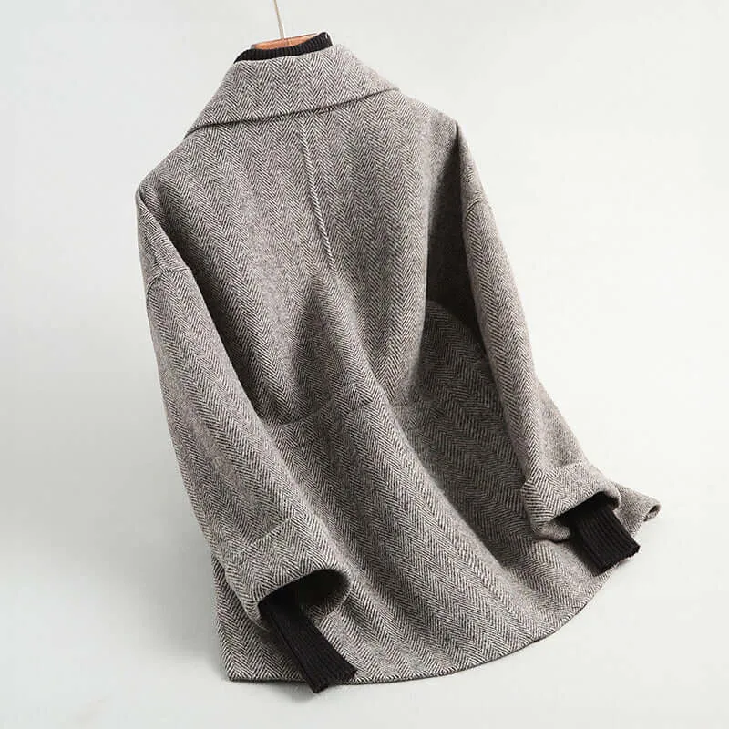Women's Wool Coat with Drawstring