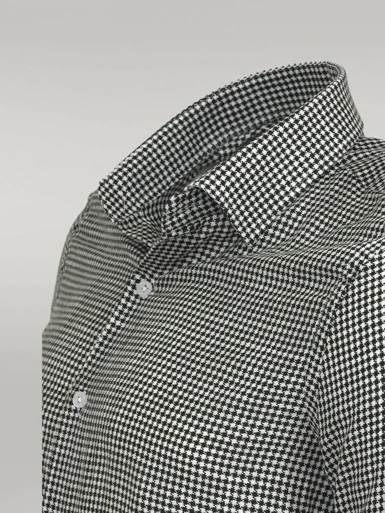 WSS Houndstooth Pattern Green Men Shirt  - Singen