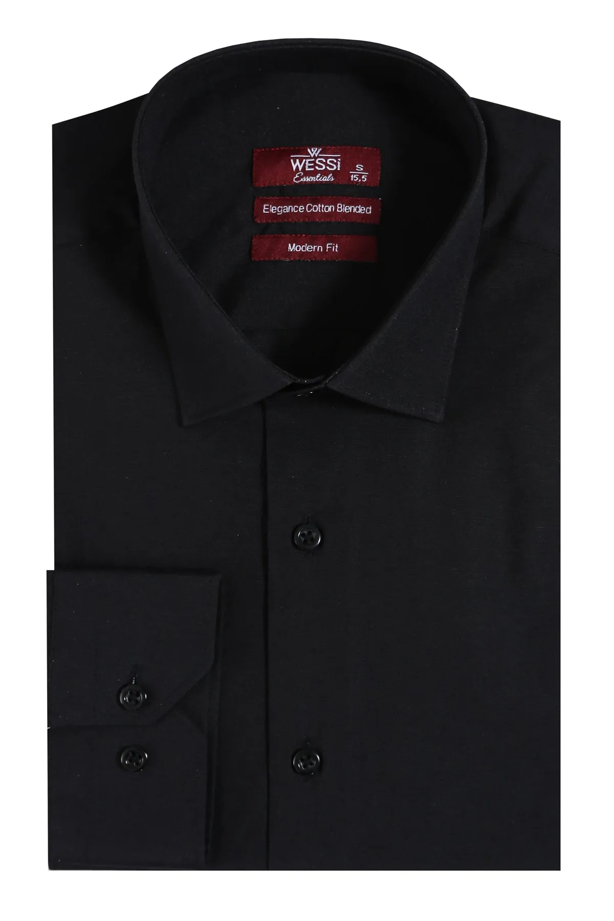 WSS Plain Long Sleeves Regular Fit Black Men Shirt  - Singen