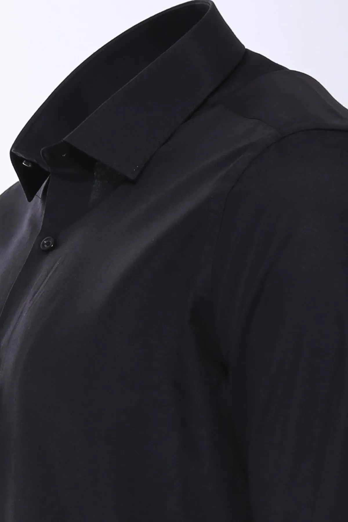 WSS Plain Long Sleeves Regular Fit Black Men Shirt  - Singen