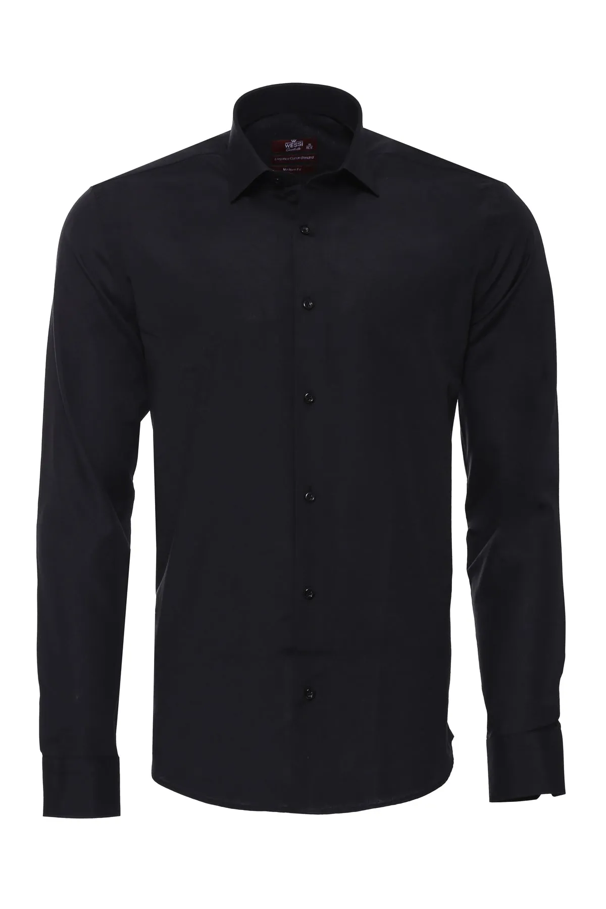 WSS Plain Long Sleeves Regular Fit Black Men Shirt  - Singen