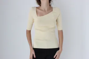 Y2K Asymmetric Stretch Fitted Pastel Knit Top by Cue