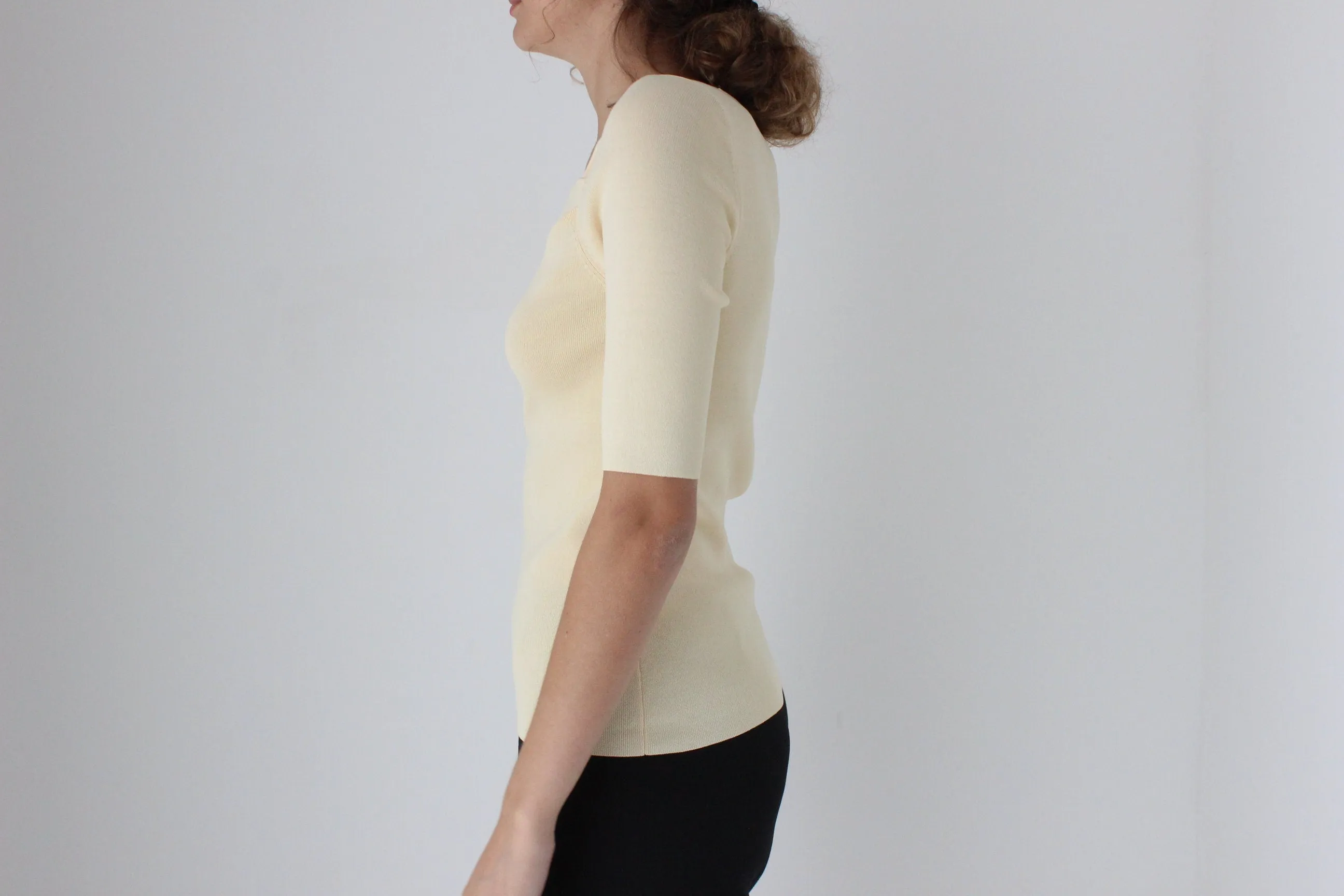 Y2K Asymmetric Stretch Fitted Pastel Knit Top by Cue