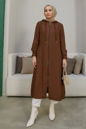 ZRF Women Hooded Zippered Coat - Brown - Central Coast