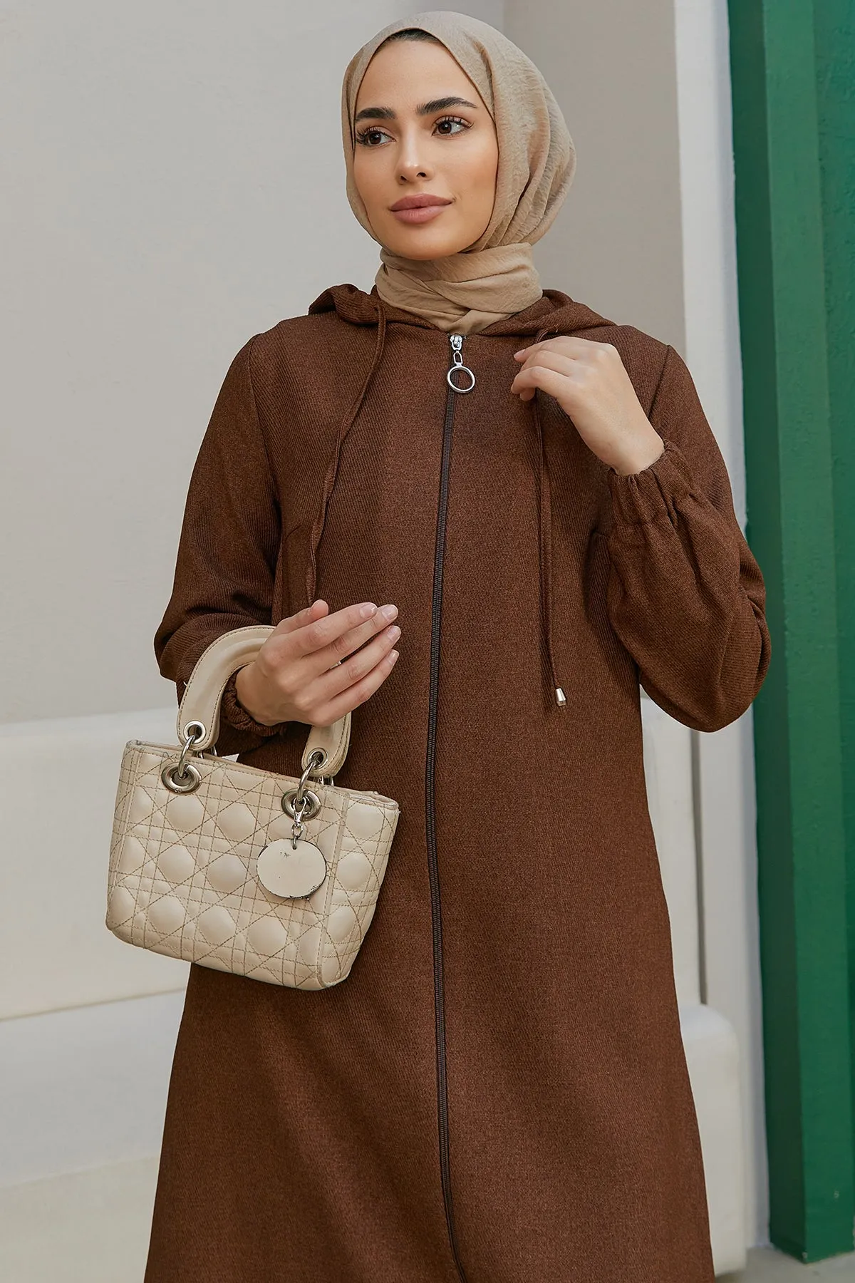 ZRF Women Hooded Zippered Coat - Brown - Central Coast