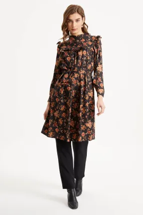 ZRF Women Rose Patterned Tunic Pants Set - Black - Évreux